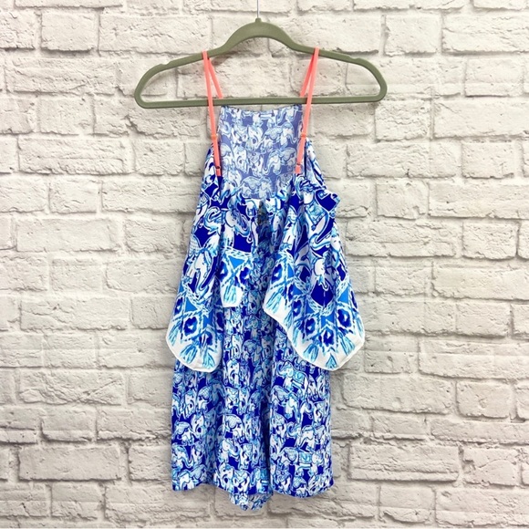 Lilly Pulitzer Womens Celyn Romper Size 2 Sleeveless Bomber Blue Get Trunky NWT - Picture 7 of 9